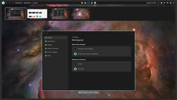 Domyślnie Cosmic DE oferuje pionowe obszary robocze, ale można je zmienić na poziomy układ, jeśli jest to preferowane. (Źródło obrazu: System76)