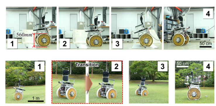 System dwukołowego wózka inwalidzkiego pokonujący kwadratową przeszkodę i skałę. (Źródło zdjęcia: KIMM)