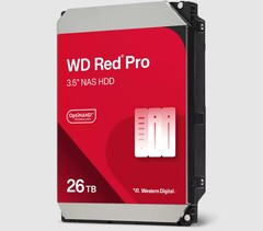 Dysk twardy Red Pro NAS o pojemności 26 TB to jeden z dostępnych obecnie dysków CMR o największej pojemności. (Źródło zdjęcia: Western Digital)