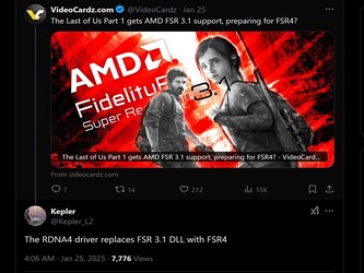 Kepler_L2 AMD FSR 4 X post (źródło obrazu: X)