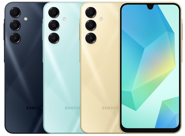 Samsung Galaxy A16 5G w kolorach niebieskim, czarnym, złotym i jasnozielonym (źródło zdjęcia: Samsung))