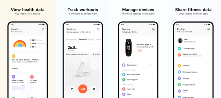 Stara aplikacja Xiaomi Mi Fitness. (Źródło obrazu: Xiaomi)