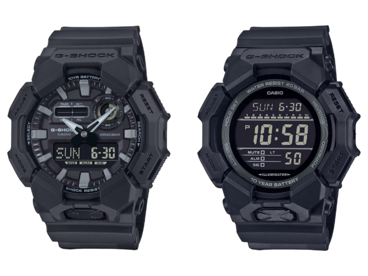 Zegarki Casio G-Shock GA-010-1A1 (po lewej) i GD-010-1A1 (po prawej). (Źródło zdjęcia: Casio)