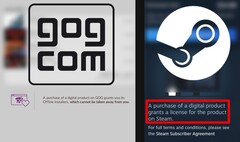 GOG ma najbardziej charakterystyczną odpowiedź na nowe ujawnienie licencji przez Valve. (Źródło obrazu: Valve / GOG - edytowane)