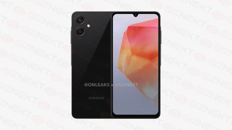 Rendery Galaxy A06 pokazują również wycięcie w kształcie łezki i aparat z dwoma obiektywami. (Źródło: @OnLeaks x GizNext)