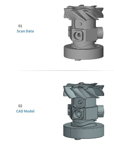 Dane punktowe generowane przez skaner Simscan-E mogą być wykorzystywane do szybkiego tworzenia modeli, które mogą być drukowane przez drukarki 3D. (Źródło obrazu: Scantech)