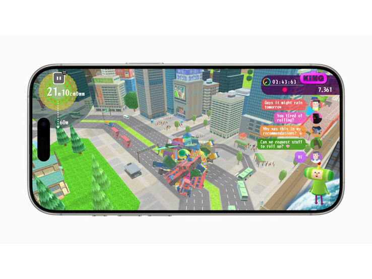 Zrzut ekranu z gry Katamari Damacy Rolling Live odtwarzanej na iPhonie. (Źródło obrazu: Apple)