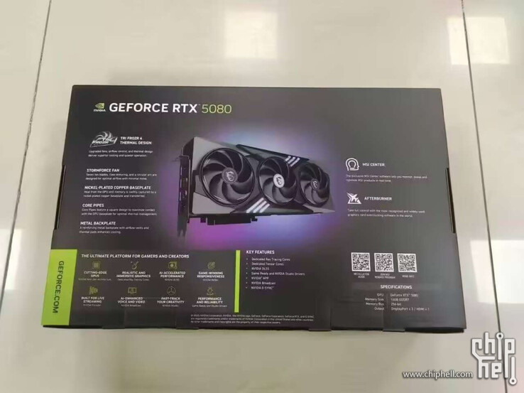 Specyfikacja Nvidia GeForce RTX 5080 (źródło obrazu: Chiphell)