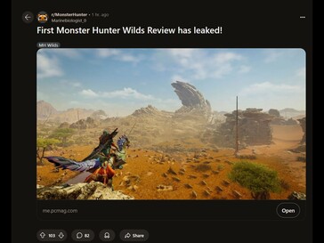 Wyciek recenzji Monster Hunter Wilds na Reddicie (źródło obrazu: subreddit Monster Hunter)