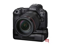 Wyciekły render Canon EOS R5 Mark II, pokazujący aktywny uchwyt chłodzący (Źródło: Canon Rumors)