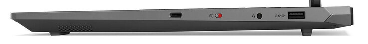 Prawa strona: USB 3.2 Gen 2 (USB-C; Power Delivery, DisplayPort), przełącznik kamery internetowej, combo audio, USB 3.2 Gen 1 (USB-A)