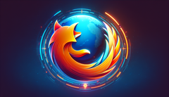 Futurystyczne logo przeglądarki Firefox (źródło: obraz wygenerowany przez DALL-E 3)