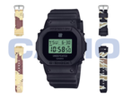 Casio x Undefeated G-Shock DWE-5600UD-1, z paskiem w kamuflażu pustynnym (po lewej) i paskiem w kamuflażu leśnym (po prawej). (Źródło zdjęcia: Casio)