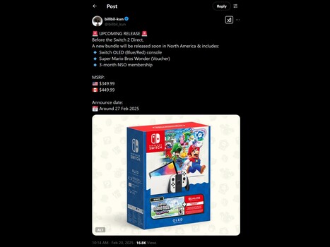 Wyciekło zdjęcie zestawu Switch OLED Mario Bros Wonder (źródło zdjęcia: konto billbil-kun X)