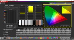 CalMAN ColorChecker (profil: Vivid, docelowa przestrzeń kolorów: sRGB)